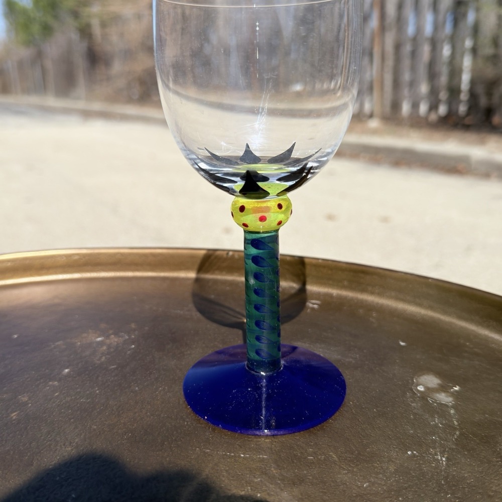 Kosta Boda, PALM TREE hand painted Wine Glasses